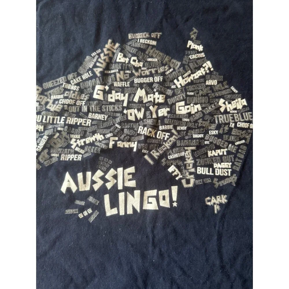 Hoxley‎ Australia Blue Assie Lingo Blue Novelty T Shirt Size Large